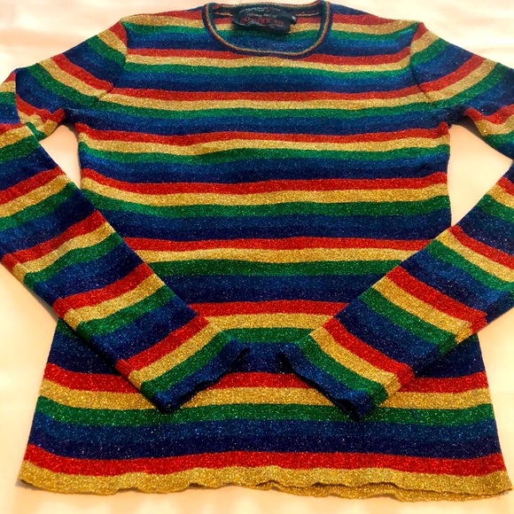 RARE Excellent condition vintage 1970’s Renee Tener metallic rainbow shirt - Picture 4 of 6
